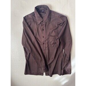 Joel Men’s Long Sleeve Geometric Shirt  -brown no Iron Size M